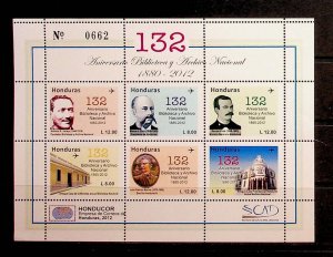 HONDURAS Sc C1304 NH MINISHEET OF 2012 - LIBRARY