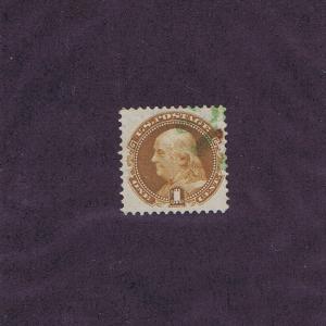 SC# 112 USED 1c FRANKLIN, 1869, PTL GREEN CCL, PF CERT