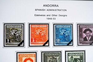 COLOR PRINTED ANDORRA [SPANISH] 1875-2020 STAMP ALBUM PAGES (66 illustr. pages)