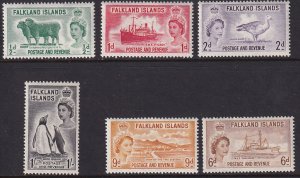 1955 -1957 Falkland Island QE portrait complete set MNH Sc# 122 / 127 CV $37.00