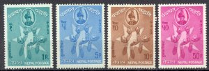 Nepal Sc# 155-158 MH 1963 5-pointed Star & Hands Holding Lamps