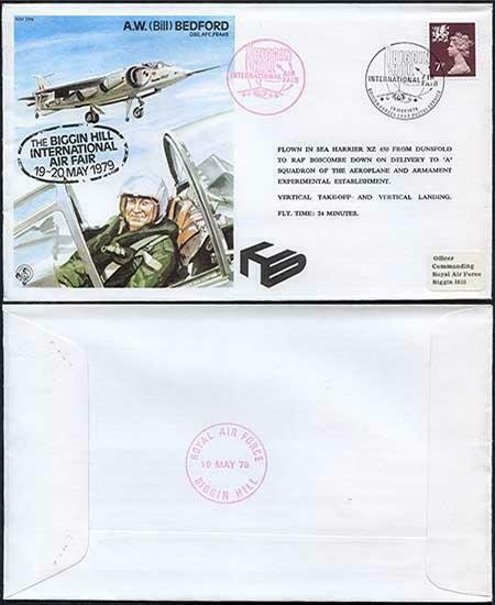 TP6c A.W. (Bill) Bedford OBE.AFC.FRAeS Standard Cover Flown in Sea Harrier XZ 45