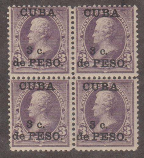 U.S. Scott #224 Jackson - Cuba Possession Stamps - Cat $120 - Mint NH Block of 4