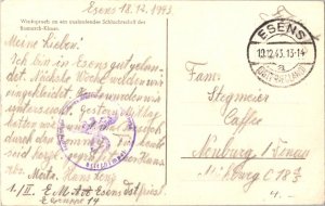 Germany Soldier's Free Mail 1943 Esens (Ostfriesland) PPC Feldpost to Neuburg...