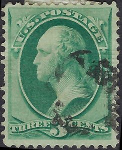 VEGAS - 1870 Washington 3c - Sc# 136 H Grill - Solid - Short Perf - Centering!