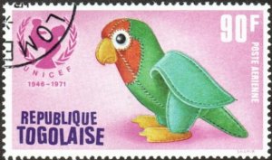 Togo C166 - Cto - 90f UNICEF / Toy Parrot (1971) (cv $0.60)