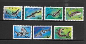 SHARKS - TANZANIA #1136-42  MNH