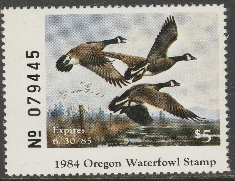 U.S.-OREGON 1, STATE DUCK HUNTING PERMIT STAMP. MINT, NH. VF