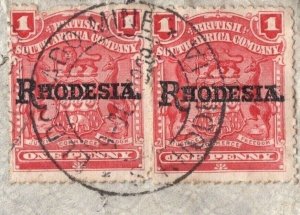 RHODESIA BSACo Stamps *ELDORADO (GOLD) MINE* CDS Postmark 1d PAIR Used PINK91