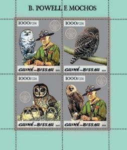 GUINEA BISSAU 2005 SHEET SILVER BADEN POWELL SCOUTS OWLS HIBOUX EULEN BUHOS