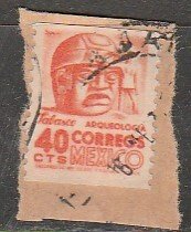 MEXICO 1004, 40¢ 1950 DEFINITIVE Coil SINGLE USED ON PIECE. F. (1544)