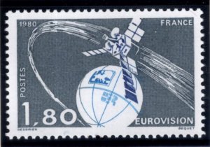 FRANCE Scott 1683 MNH** 1980 Eurovision Satellite stamp