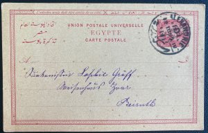 1899 Alexandria Egypt Postal Stationery Postcard cover To Beirut