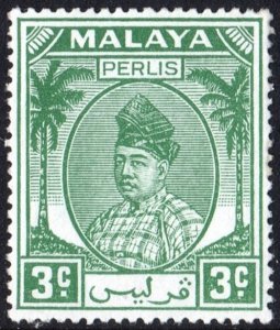 Malaya: Perlis  SC#9 3c Raja Syed Putra (1951) MNH