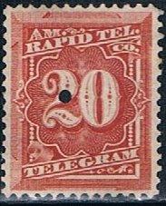 USA 1T6, 20c Numeral, punched, VF