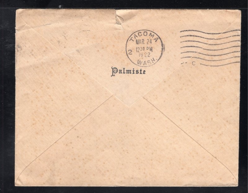 Trinidad 1922 cover to Tacoma, WA franked 2p gray Britannia, Scott 15