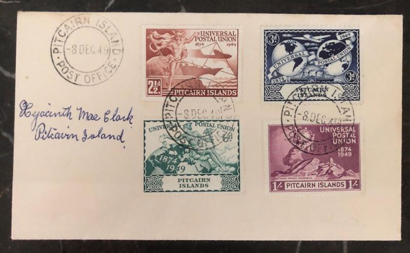 1949  Pitcairn Island Cover Universal Postal Union UPU Stamps Scott 13-16