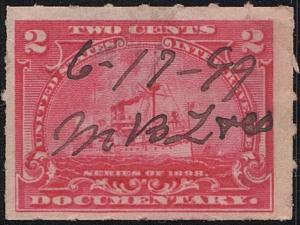 R164 2¢ Battleship Documentary Stamp (1898) Used