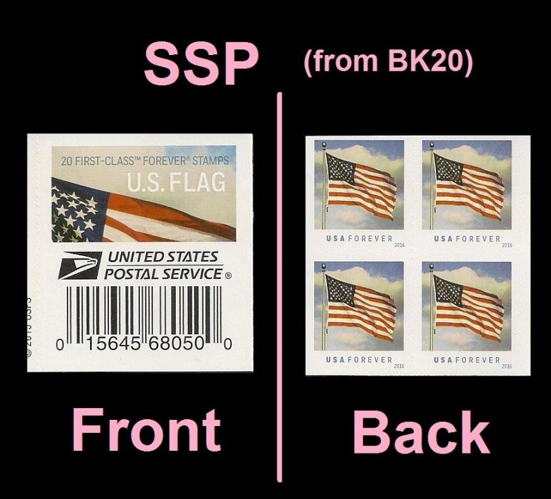 US 5054 Flag forever label block (4 stamps from SSP Booklet of 20) MNH 2016 15645680500