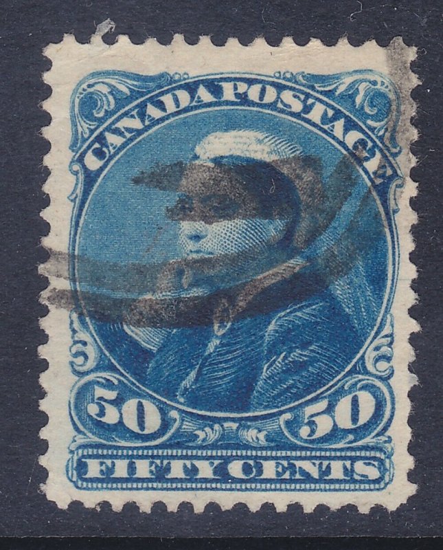 Canada 47 Used 1893 50c Deep Blue 50c Queen Victoria VF-XF Scv $85.00