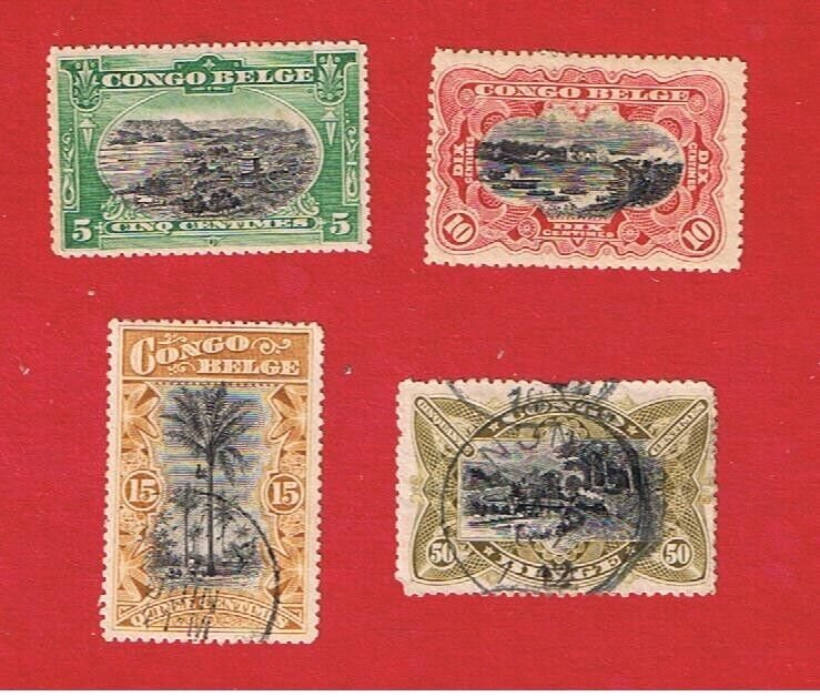 Belgian Congo  #41-44  VF used  Various Scenes   Free S/H