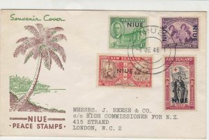 Tokelau Islands 1946 Palm Tree Coast NIUE Peace Stamps Souvenir Cover Ref 28564 