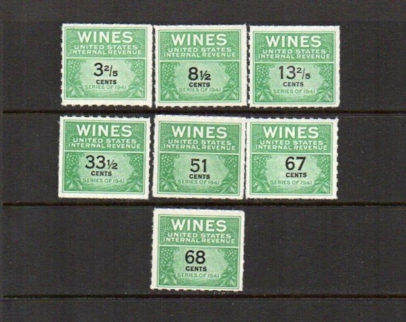 #RE108/146 RE183/193 Wine Stamps (Mint NEVER HINGED) cv$285.00