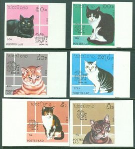 EDW1949SELL : LAOS 1989 Scott #909-13 Cats Complete set Imperforated. VF Mint NH