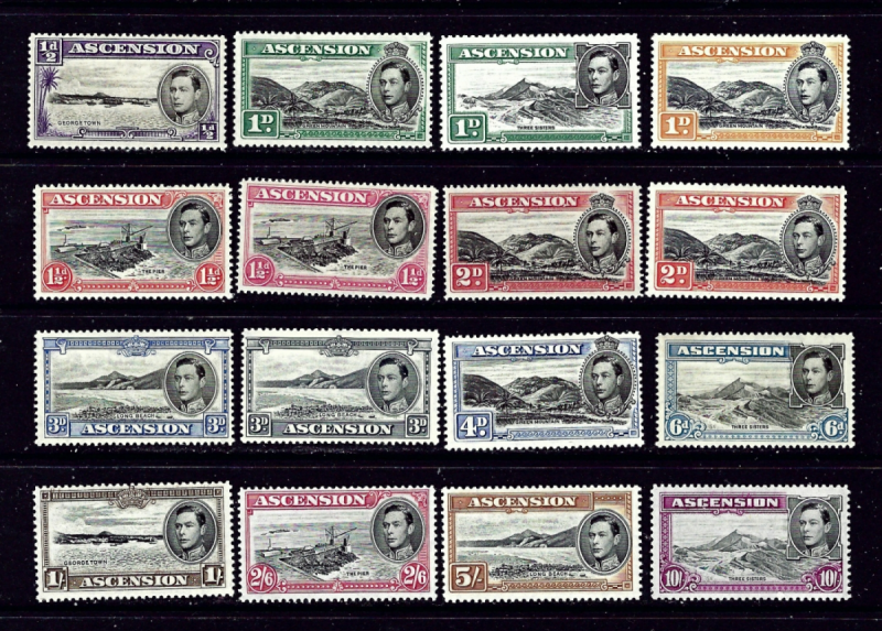 Ascension Is 40-49 MNH 1938-53 KGVI set 