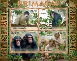 Monkeys Primates Apes Affen Animals Fauna Guinea-Bissau MNH stamp set