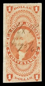 Scott R66a $1.00 Imperf Conveyance Used F-VF Cat $27.50