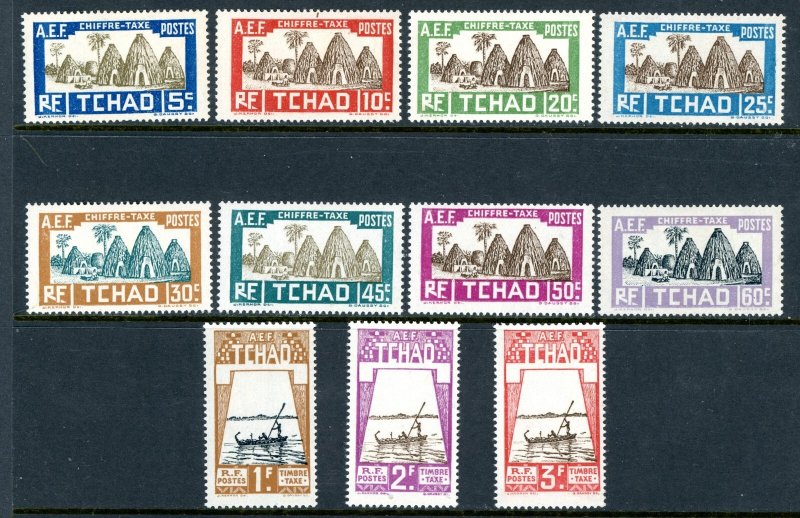 French Colonies 1930 Chad Postage Due Set Sc #J12-22 Mint G576