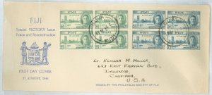 Fiji 137-138 Blocks of 4 on FDC