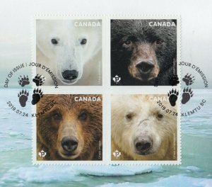 BEARS = Two OFDCs, FDCs= Type I & II Variety = Grizzly = Polar bear Canada 2019