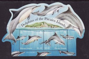 Pitcairn Is.-Sc#736a- id12-unused NH sheet-Marine Life-Dolphins-2012-