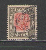 Iceland Sc  101 1915 4 aur gray & red Kings stamp used