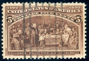 US Stamp #234 Columbian 5c - PSE Cert - Used