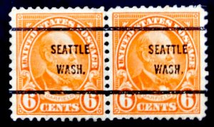 US #638 Precancel USED line pair VF