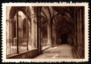 Vintage Spain Poster Stamp Barcelona Cloister of the Cathedral