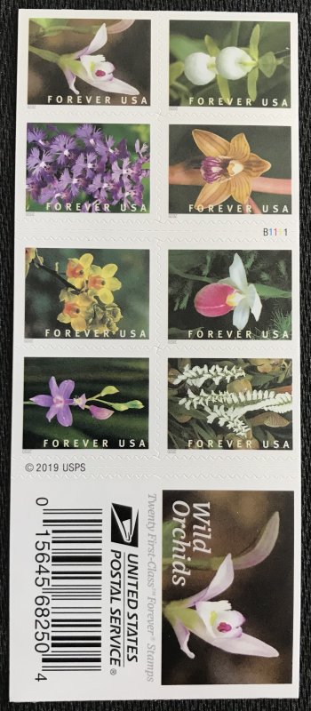 US #5445-5454 (5454b) MNH Booklet Pane of 20 Wild Orchids (.55) SCV $22.00