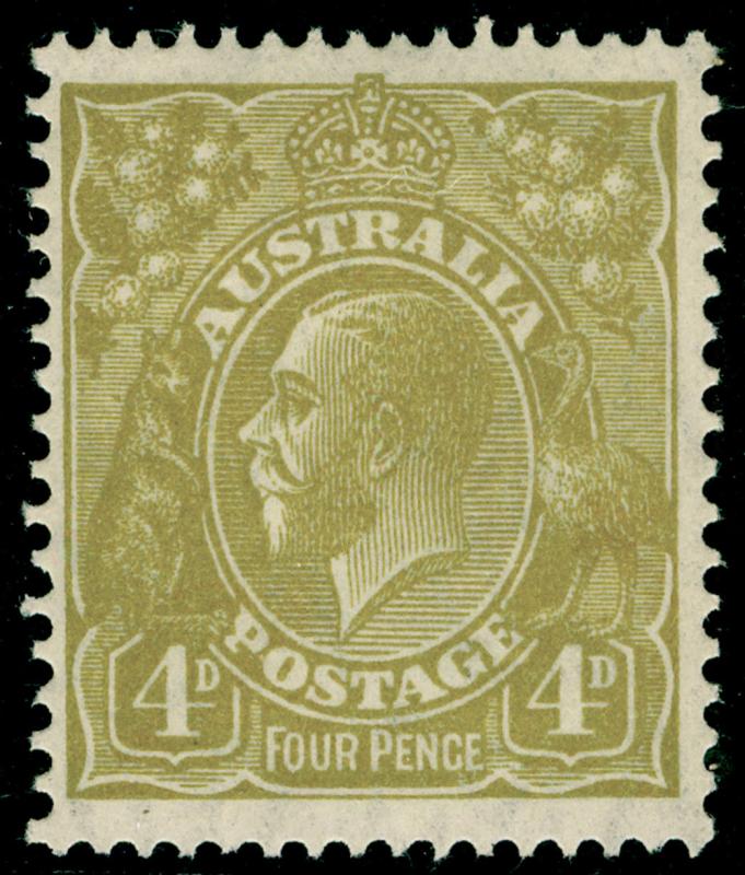 AUSTRALIA SG129, 4d yellow-olive, M MINT. Cat £20.