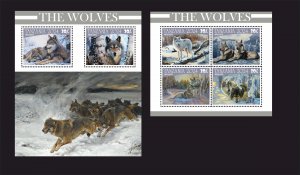Stamps. Fauna Wolves 1+1 sheets perforated 2024 year  NEW