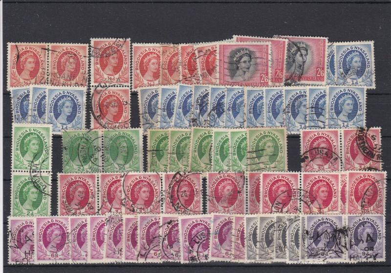 Used Rhodesia + Nyasaland 1954 Stamps Ref 28601