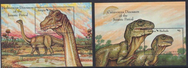 1992  ANTIGUA  & BARBUDA  -  SG:MS1626 A + B - PREHISTORIC ANIMALS- UMM