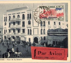 France Cols TUNISIA Card Air Mail Tunis PPC View Side Usage ITALY Rome 1929 ZF29