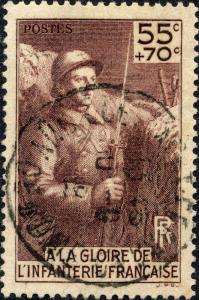 FRANCE - 1938 - Yv.386/Mi.423 55c+70c Infanterie Française - Obl TB