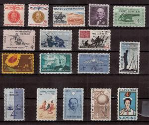   US Stamps 1961 COMMEMORATIVE SET -Sc# 1173 - Sc# 1190  Mint NH (17 Stam