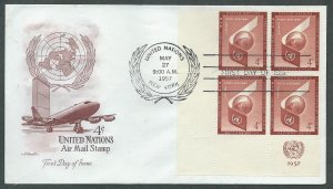 U. N. Scott C5 Art Master FDC  New 4c Airmail Stamp