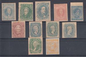 Confederate States Sc 2/14 MNG. 1861-64 issues, 11 early ...