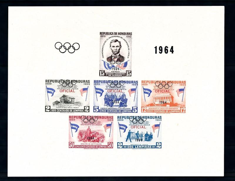 [49160] Honduras 1959 Abraham Lincoln Olympic games Overprint oficial SS MLH